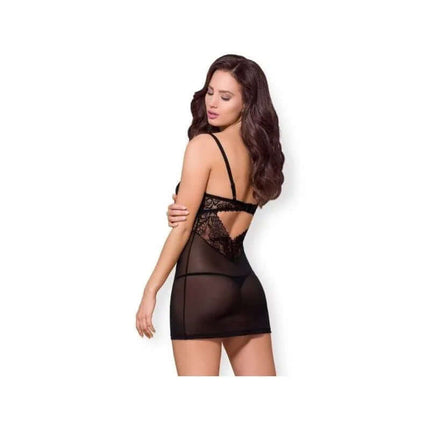 Chemise with Lace Black S M