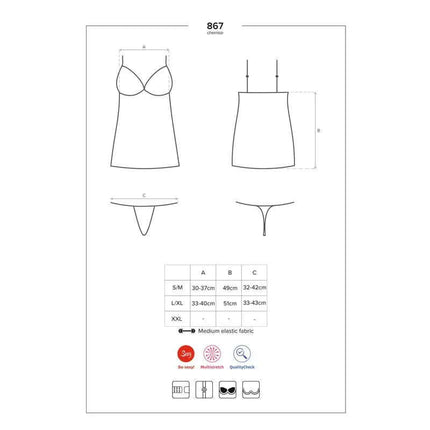 Chemise with Lace Black
