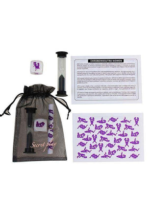 Chronomasutra Lesbian Couples Kit with passion cards, essential oils, personal massager, and instruction booklet for intimacy enhancement
