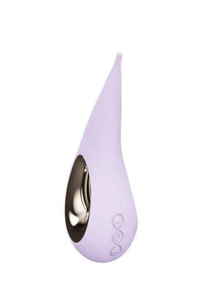 Clitoris Stimulator in pale lilac with a smooth teardrop-shaped body, flexible pointed tip, and polished metallic oval detail
