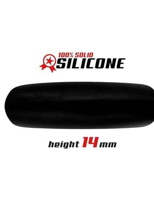 Cock Ring Solid Silicone in black, a smooth solid ring shown horizontally with a 14 mm height measurement.