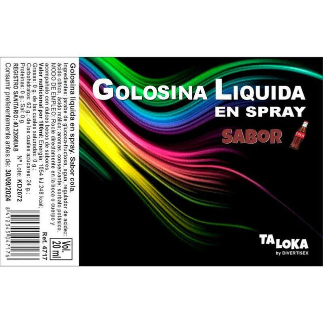 Cola Flavored Liquid Candy Spray 20ml bottle with cola flavor splash