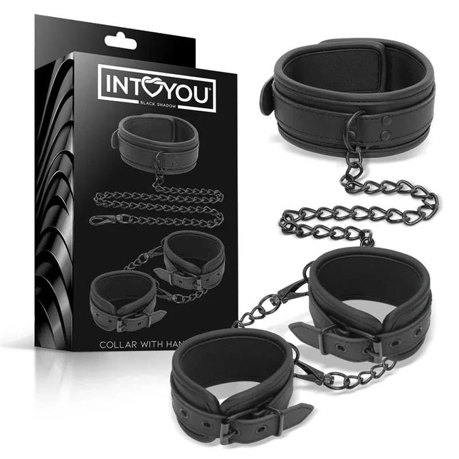 Collar and Hand Cuffs Set Leather