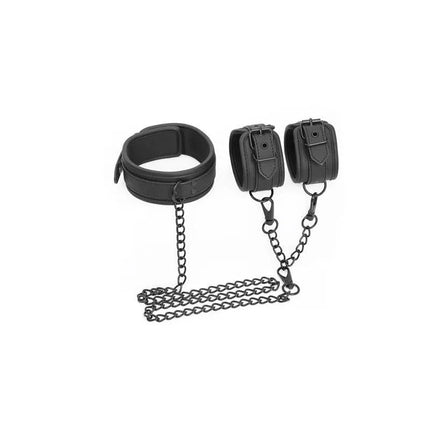 Collar and Hand Cuffs Set Leather