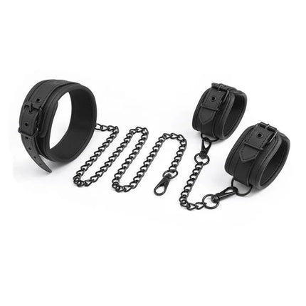 Collar and Hand Cuffs Set Leather