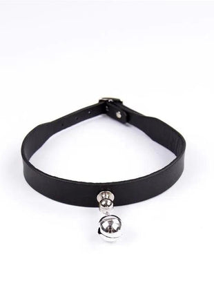 Adjustable black pet collar with built-in bell for safety and style