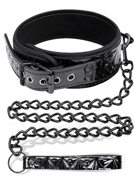 Collar with Leash Sapphire Vegan Leather