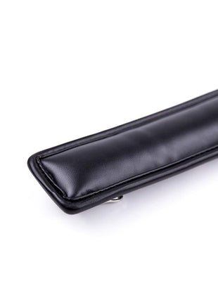 Collar with Metal Leash in black with a smooth padded interior and stitched edges along its wide band