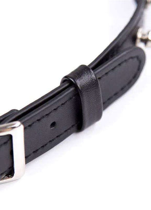 Black adjustable dog collar with spikes 43 cm