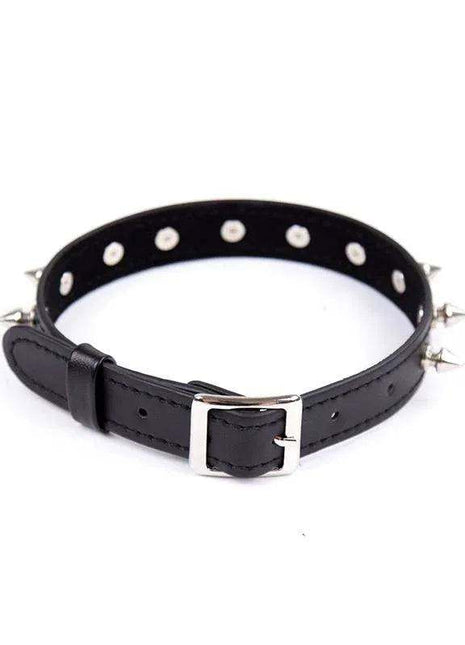 Adjustable black collar with spikes for dogs