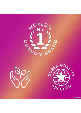 Condoms Dame Placer package in magenta and orange with white World’s No. 1 condom brand and Durex quality logos