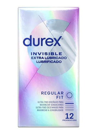 Pack of Condoms Invisible Extra Lub 12 ultra-thin lubricated condoms for enhanced sensitivity and protection