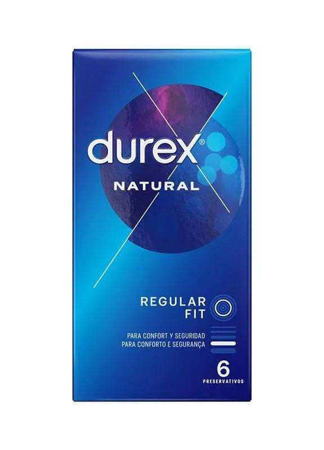 Condoms Natural 6ud in a blue Durex box with a natural label, regular fit marking and six-count design