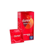 Pack of 10 Condoms Sentitivo XL large size thin transparent natural latex with silicone lubrication