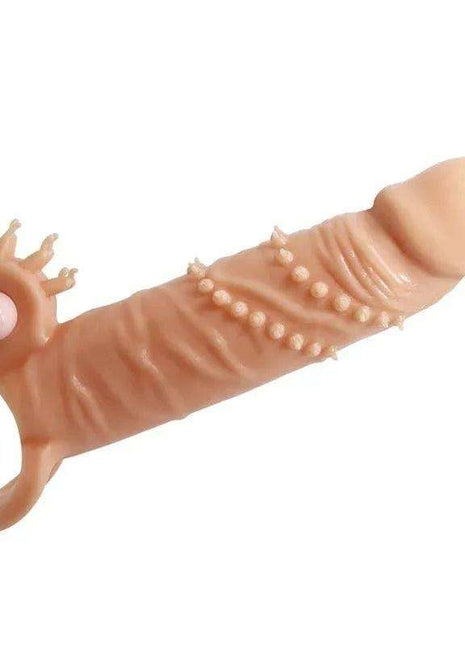 Connor Pennis Sleeve 6.7, peach-toned silicone sleeve with raised inner ridges, textured bumps and a round suction base
