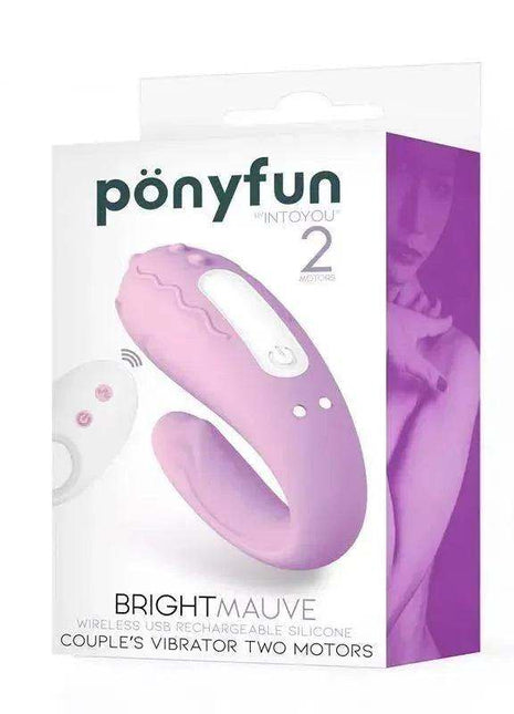 Couples Vibrator Two Motors in pink silicone with a curved dual-stimulation design and matching white remote control