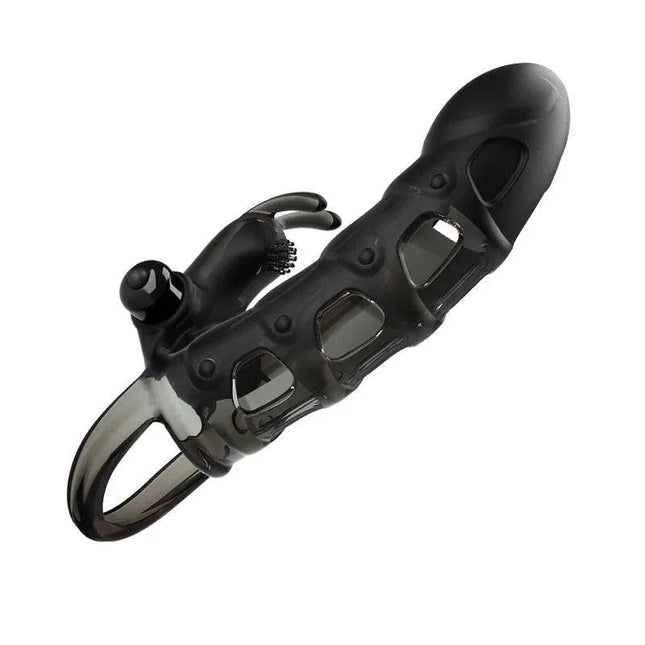 Cuper Penis Sleeve with vibration and built-in clitoral stimulator for adjustable solo or couples pleasure