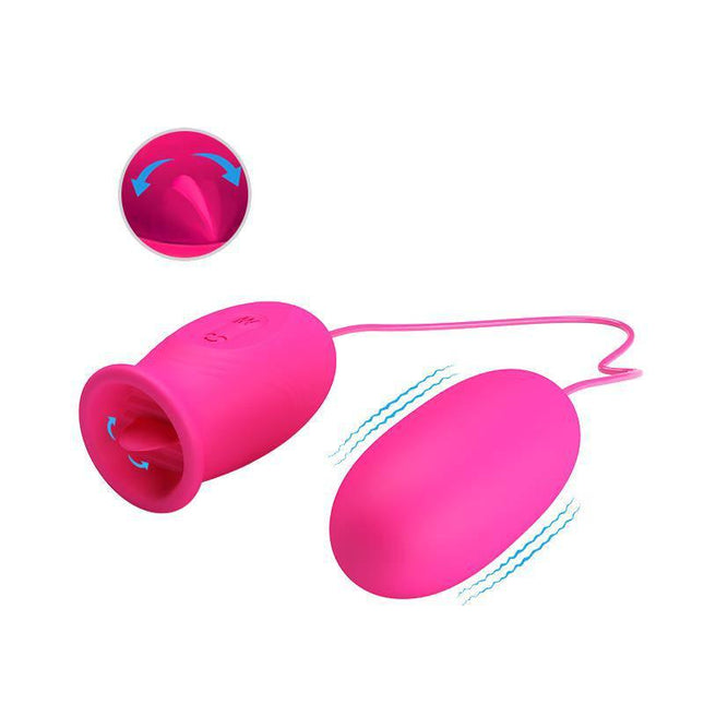 Daisy Vibrating Egg with Licking Tongue Pink