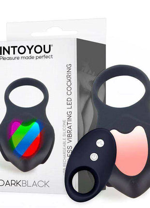 Darkblack vibrating ring with LED remote and USB charging