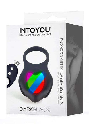 Darkblack vibrating ring with LED remote control and USB charging