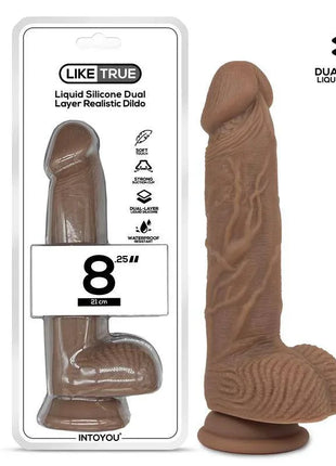 Dildo Dual Layer Silicone 8.25 Brown