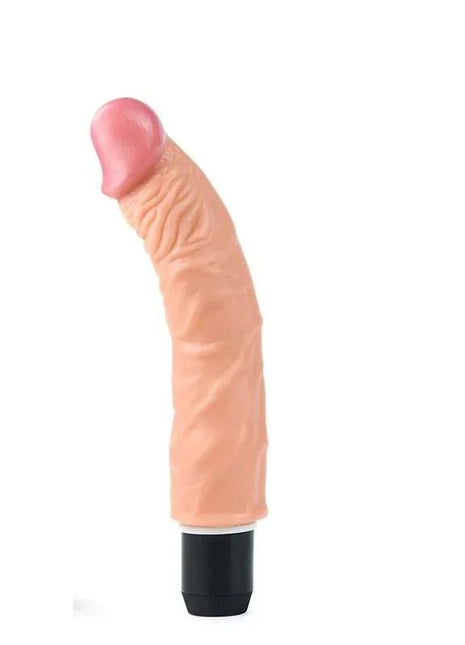 Dildo Flexi 9.5 with vibration and realistic flesh texture on white background