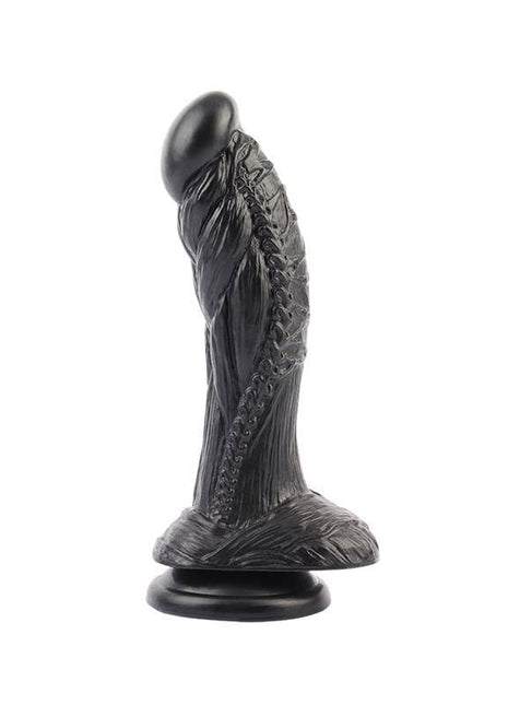 Dildo Horny Hunter in black with a curved, ridged shaft and wide suction-cup base