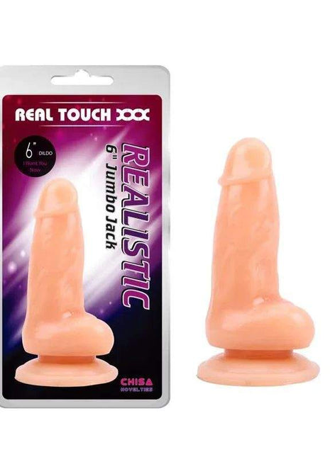 Dildo Realistic T-Skin in peach-toned soft material, with a lifelike shape, textured shaft and wide flared base