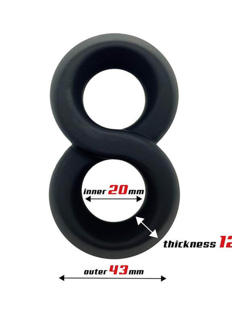 Double Penis Ring 100% Liquid Silicone 2 cm Black