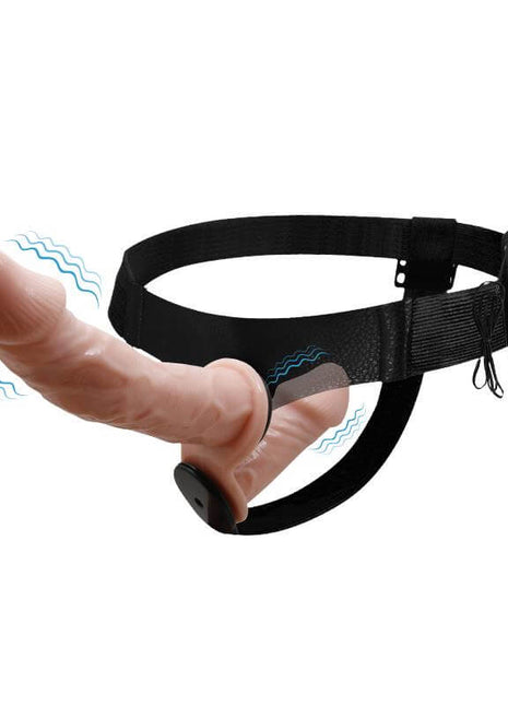 Strap-On with Double Dildo with Vibration Flesh
