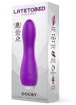 Douby Vibe Silicone Purple vibrator in smooth purple silicone, with a tapered ergonomic shape and rounded tip.