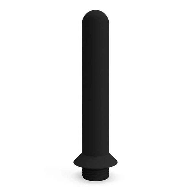 Black silicone douche adapter with 7 holes for gentle, even spray cleaning