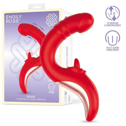 Drako Vibe Vibrator with Thrusting and Licking Tongue 360º
