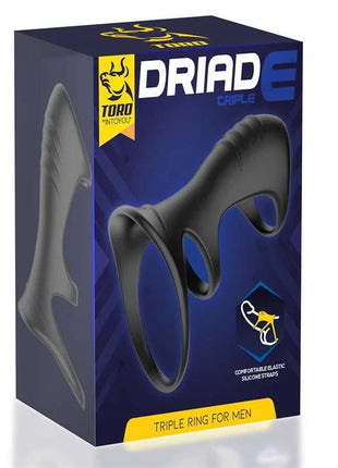 Driade Triple Ring for men made of lightweight black silicone with a unique triple band design