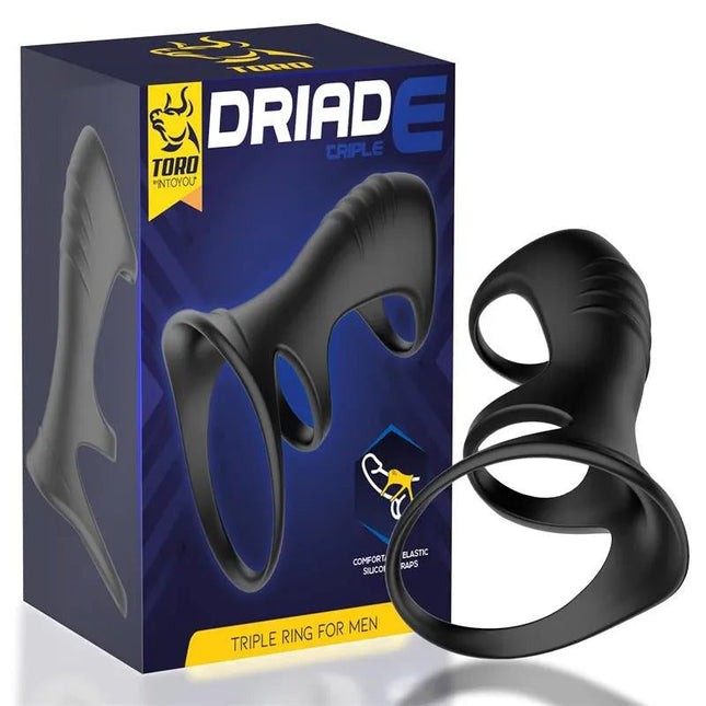 Driade Triple Ring for Men silicone black triple band stylish lightweight ring
