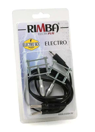 Two electro shock clamps with 2.5mm jack and separate positive and negative terminals for Rimba Power Box devices