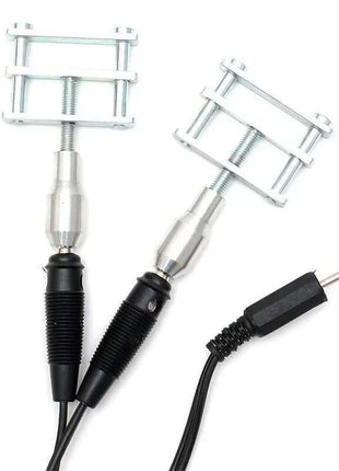 Two electro shock clamps with cables and 2.5 mm jack for Rimba Power Box devices