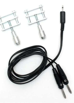 Two electro shock clamps with cables and 2.5 mm jack for Rimba Power Box devices