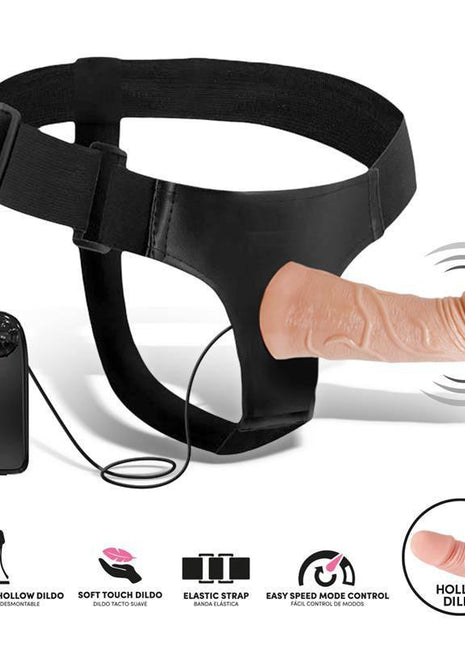Eleto Detachable Strap-On with Hollow Dildo, Vibration and Remote Control