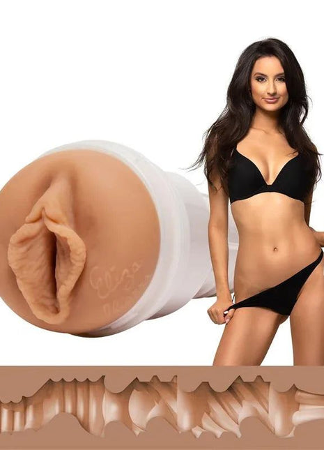 Eliza Ibarra Ethereal Pussy Vagina sleeve with a flesh-toned realistic opening, white casing, and textured interior cross-section