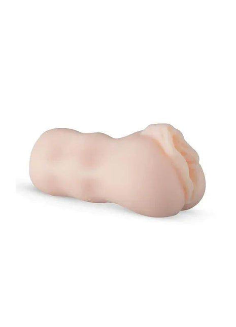 Emily Finch Realistic Masturbator with a soft pale beige, smooth body and sculpted contours, compact in a sleeve design
