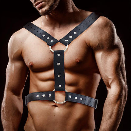 Male Chest Bondage Harness Vegan Leather