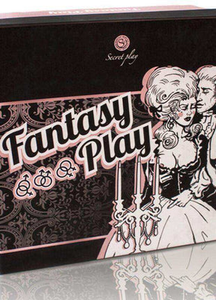 Fantasy Play (ES/EN/FR/PT) erotic couples board game in a black and pink box with ornate Rococo artwork