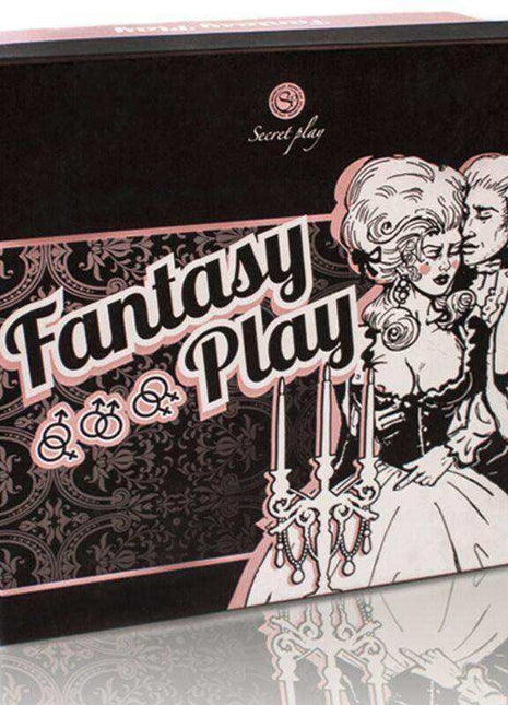 Fantasy Play (ES/EN/FR/PT) erotic couples board game in a black and pink box with ornate Rococo artwork