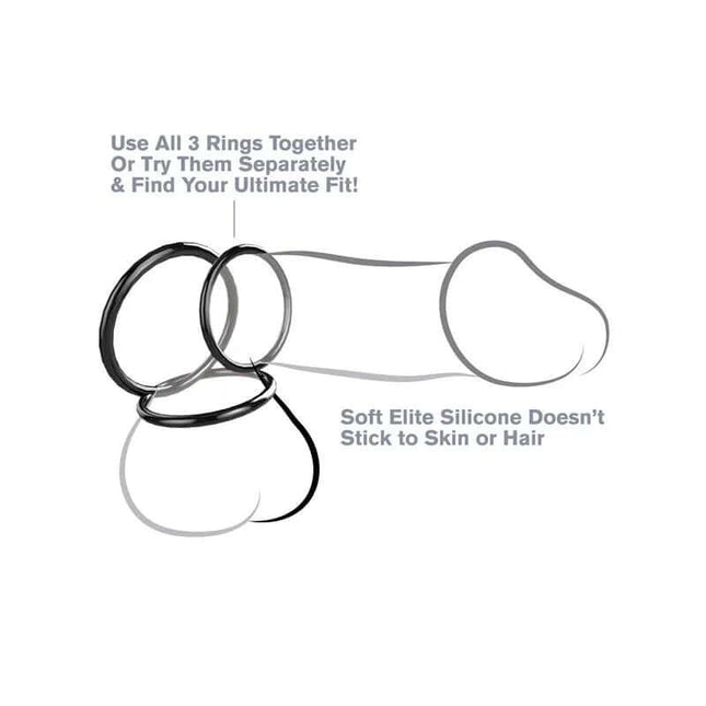 Fantasy C-Ringz Silicone 3-Ring Stamina Set Black