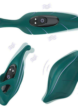 Female Vibrator set with a dark teal stimulator, black control panel and three matching contoured sleeves