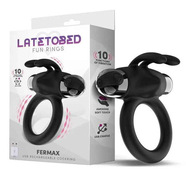Fermax Vibrating Ring with Rabbit Black for enhanced intimate pleasure and powerful vibrations