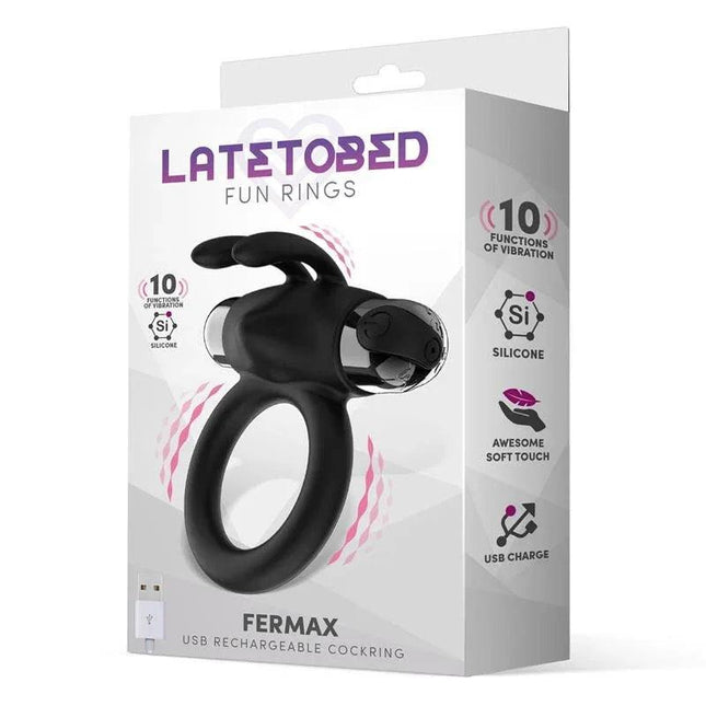 Fermax Vibrating Ring with Rabbit Black designed for enhanced pleasure and intimate stimulation