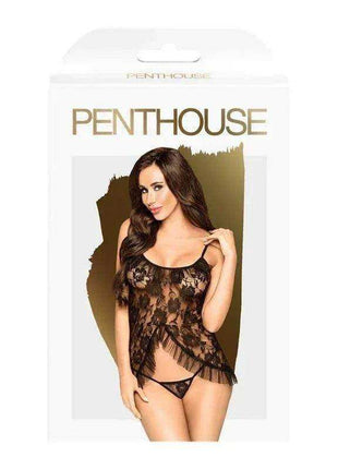Flawless Love Chemise Black black sheer floral lace chemise with thin straps, ruffled hem and matching briefs