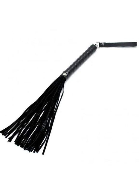 Flogger 35 cm leather whip with ergonomic handle for versatile intimate play